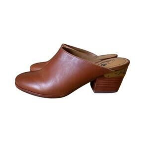 Patricia Nash Michaela Brown Leather Brass Trim Western Mule Slip-On Size 8